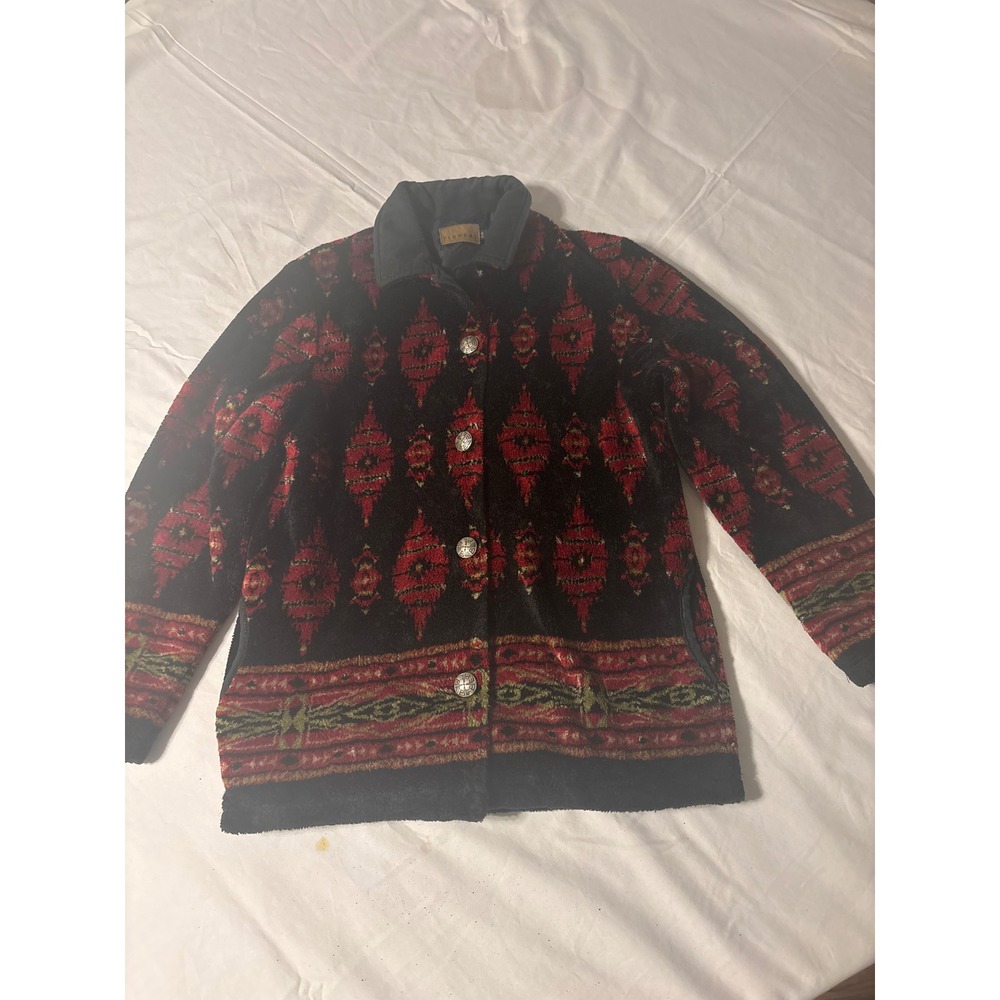 Tsunami Fleece Jacket Women S Black Red Southwestern Button Up Canada